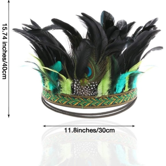 100% Handmade Indian Feather Carnival Headband.NWT main image 5